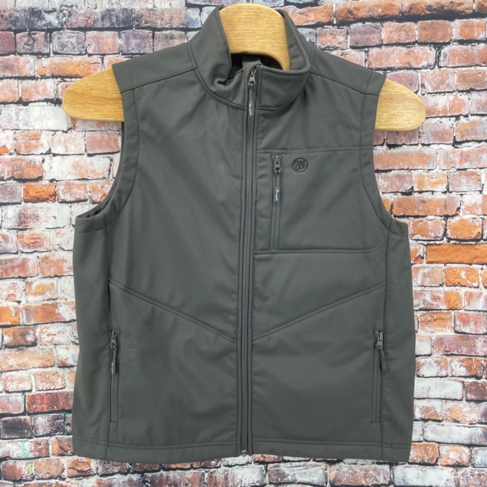 Wrangler MJK18CH Softshell Ripstop Fleece Lined Vest Mens Large Gray Full Zip